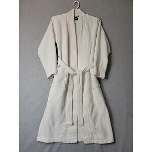 BOSS HUGO BOSS White Cotton Waffle Weave LS Spa Tie Bathrobe Men's Large Pockets